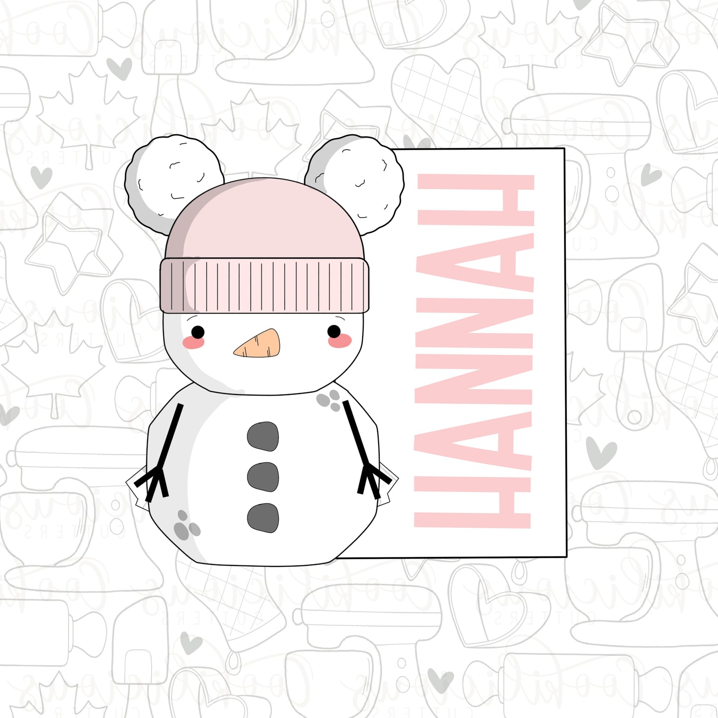 STL - WINTER HAT SNOWMAN NAME PLAQUE