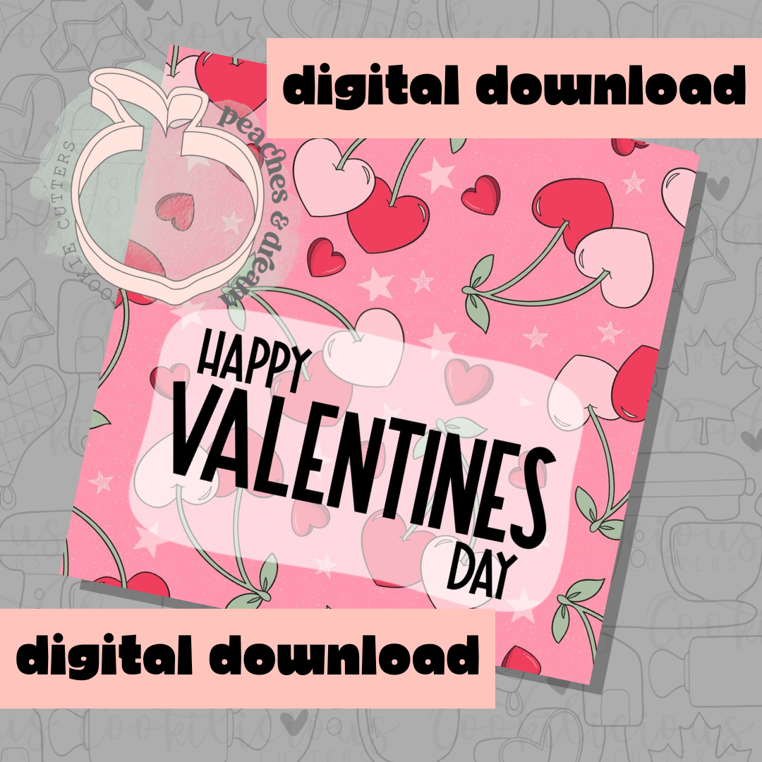 DIGITAL - HAPPY VALENTINES CHERRIES - COOKIE TAG