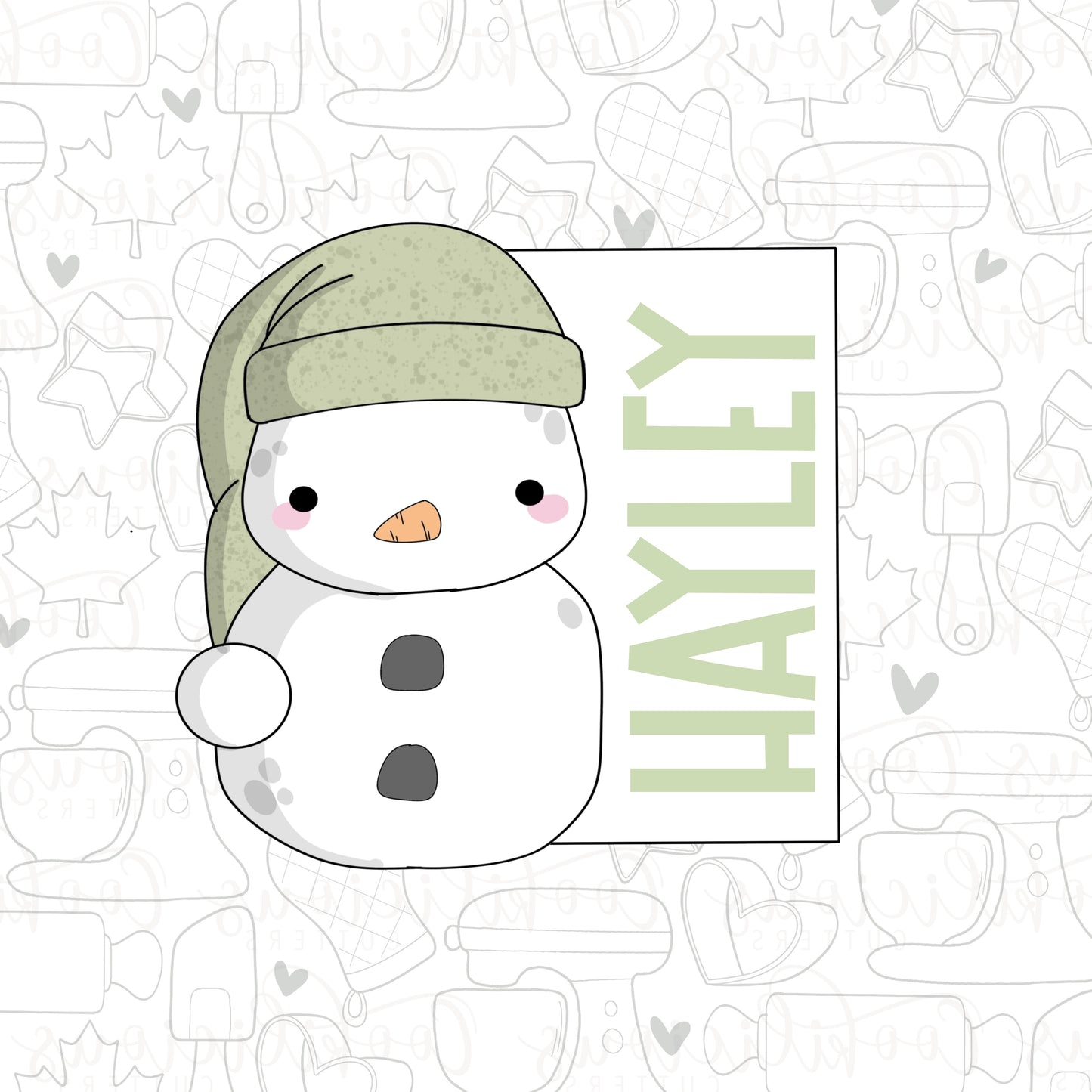 STL - DROOPY HAT SNOWMAN NAME PLAQUE