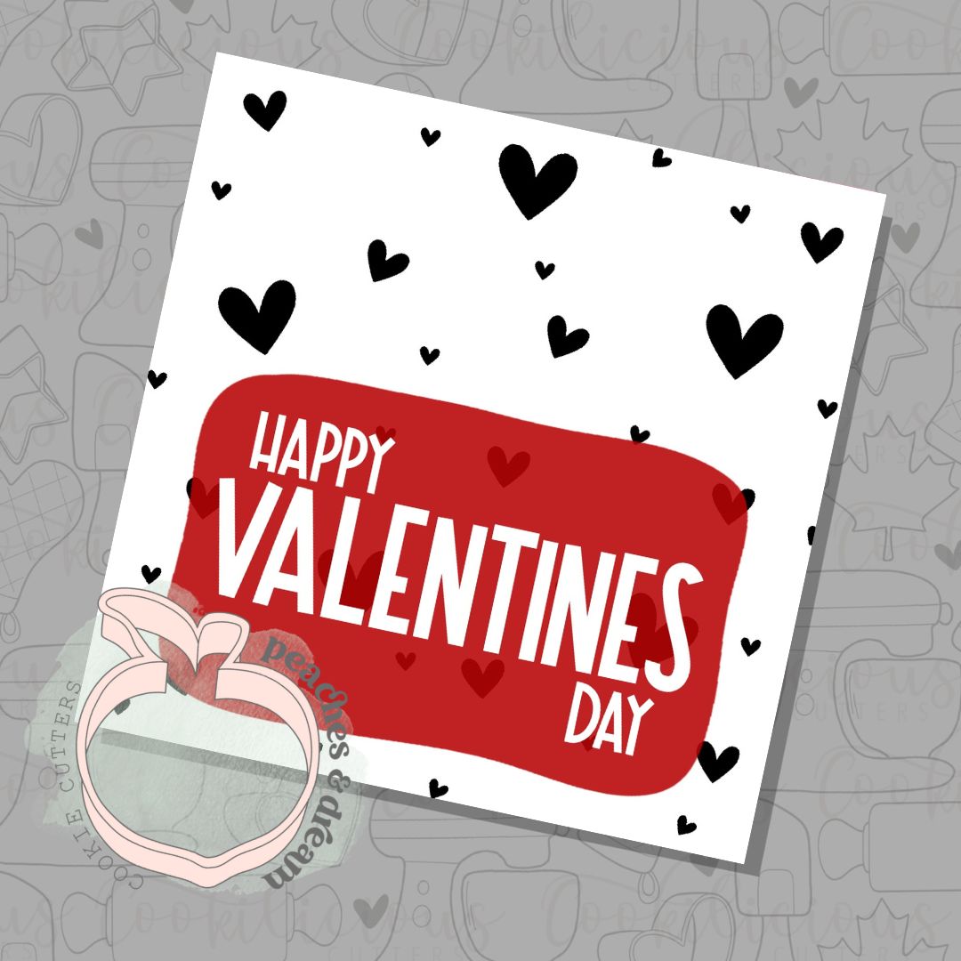 PRE PRINTED - BLACK HEARTS - HAPPY VALENTINES
