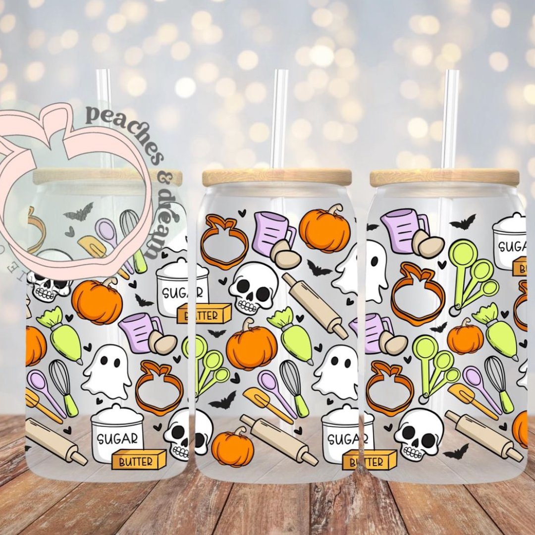 Orange/Green Halloween Baker Libbey Glass - 16oz
