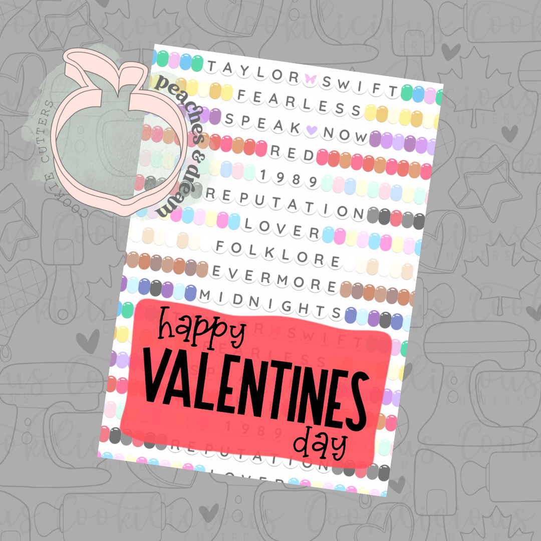 PRE PRINTED - HAPPY VALENTINES BRACELETS - COOKIE CARD