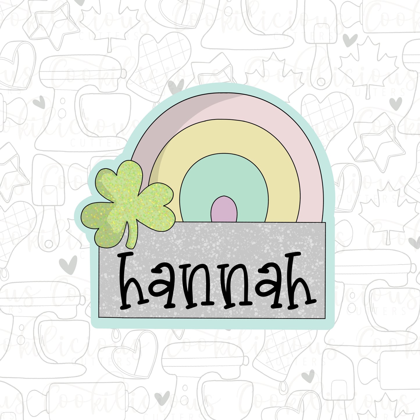 STL - RAINBOW CLOVER NAME PLAQUE