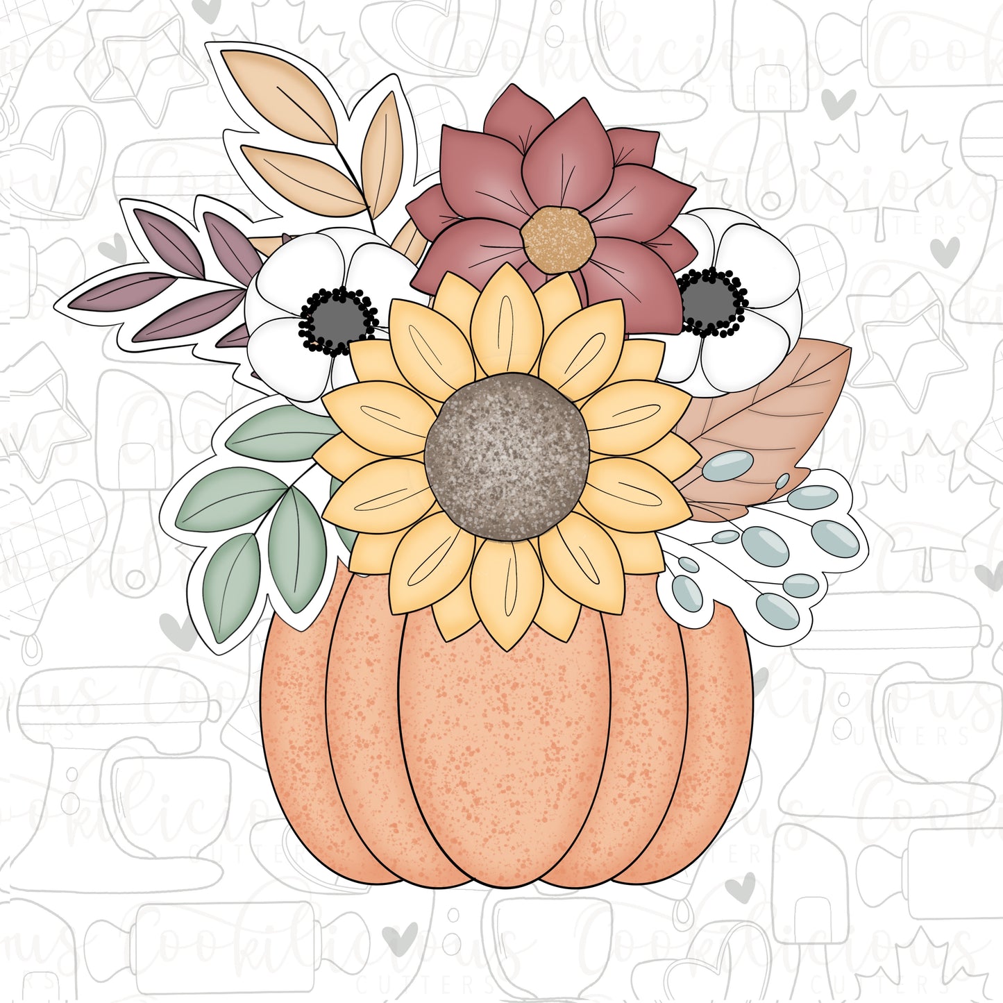 STL - 10" FLORAL PUMPKIN PLATTER