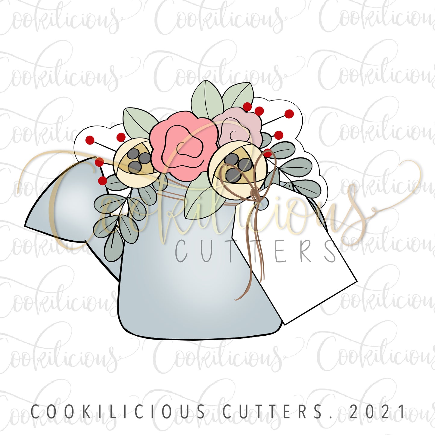 Floral Watering Can with Tag
