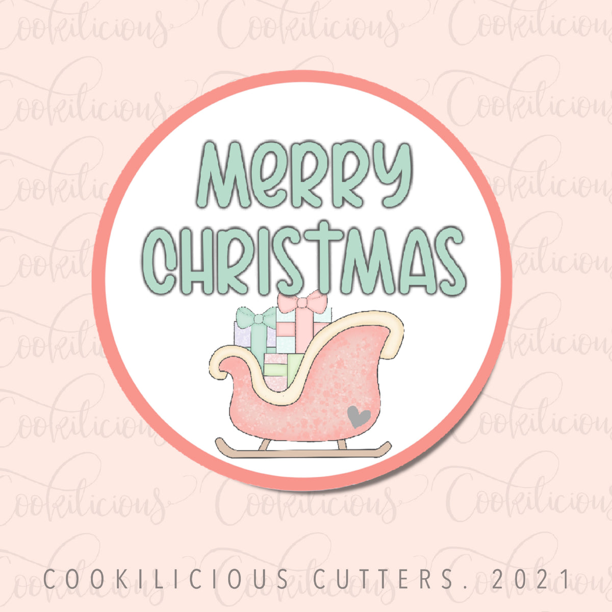 Merry Christmas Sleigh Circle Tags