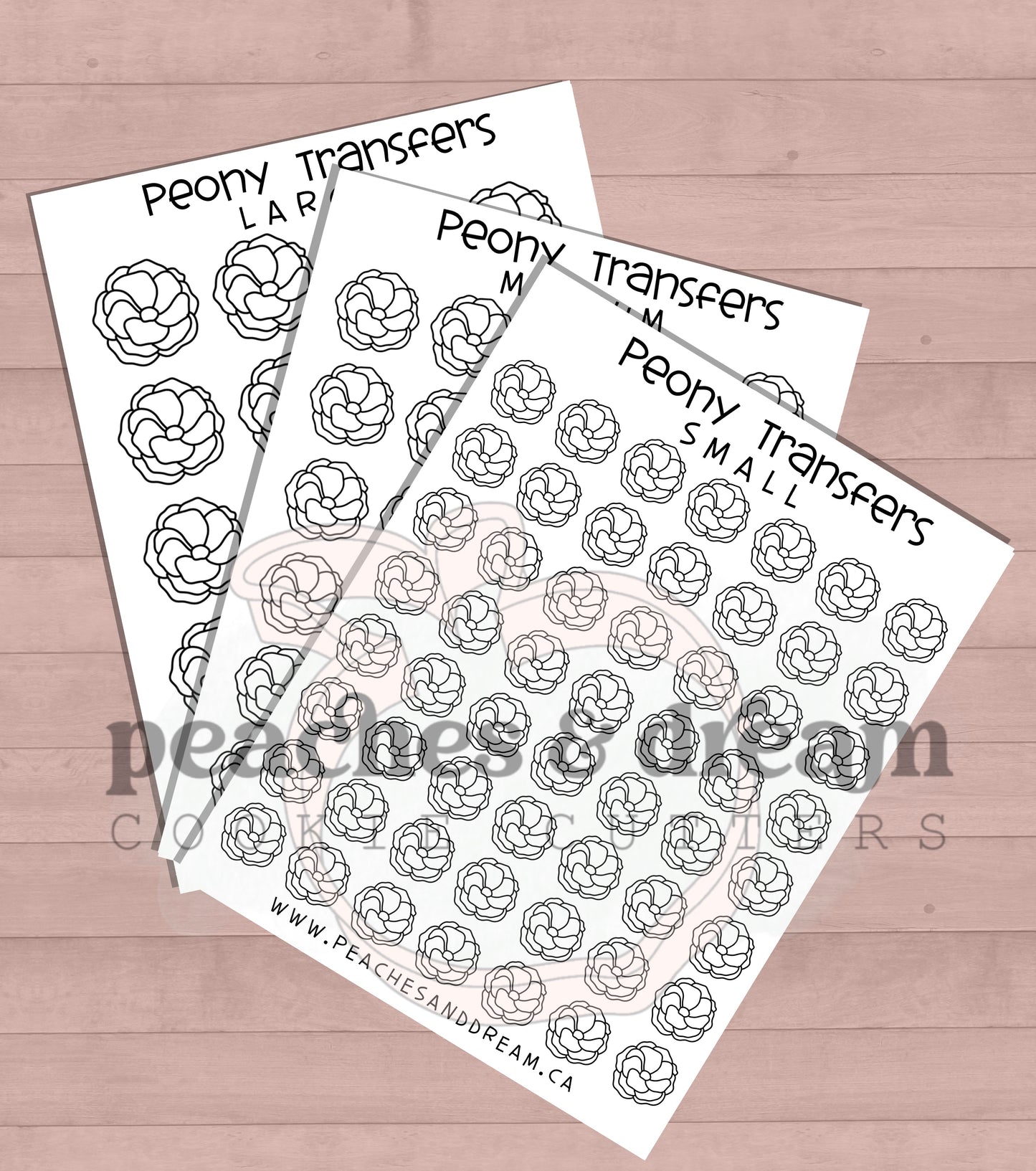 Peony Royal Icing Transfer Sheet