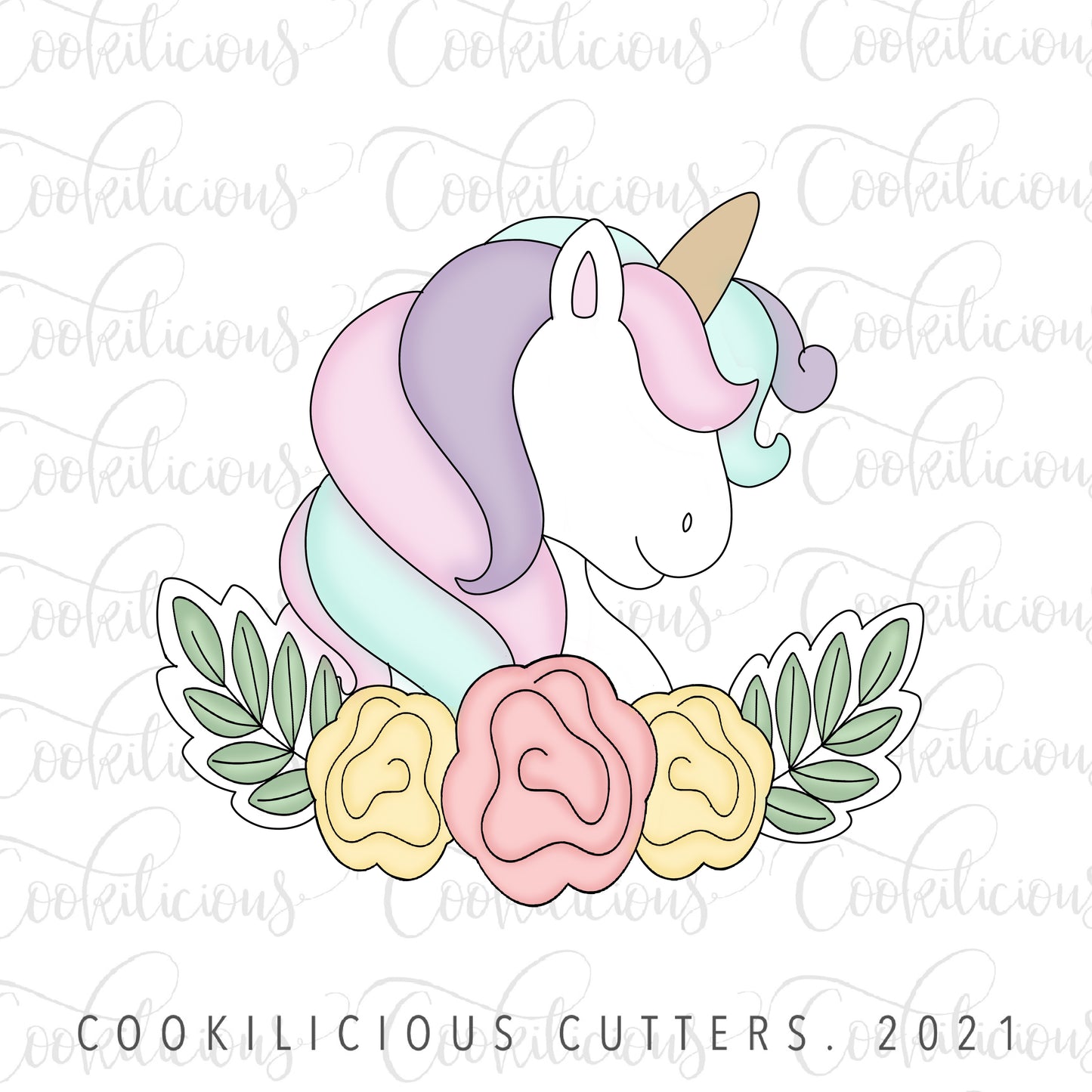 Floral Unicorn Head
