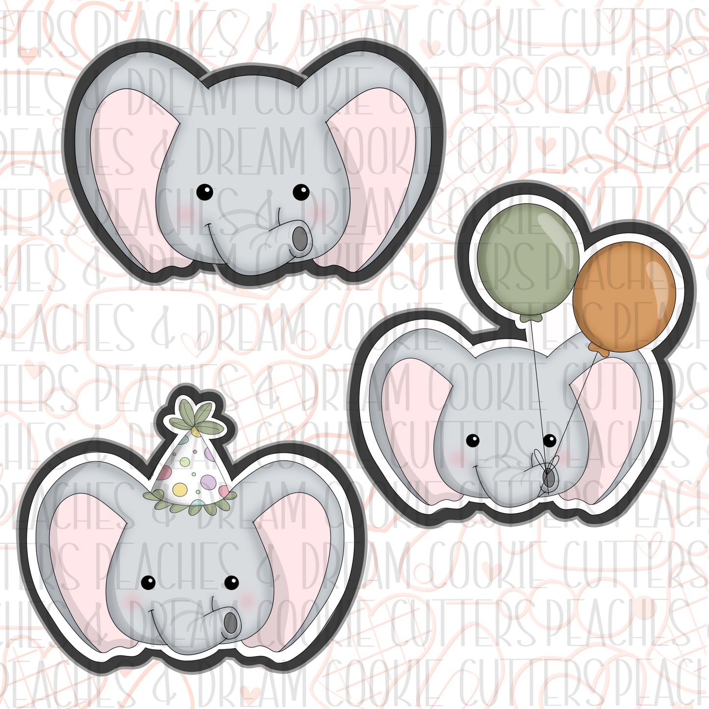 Elephant Face Set (3 Cutters)