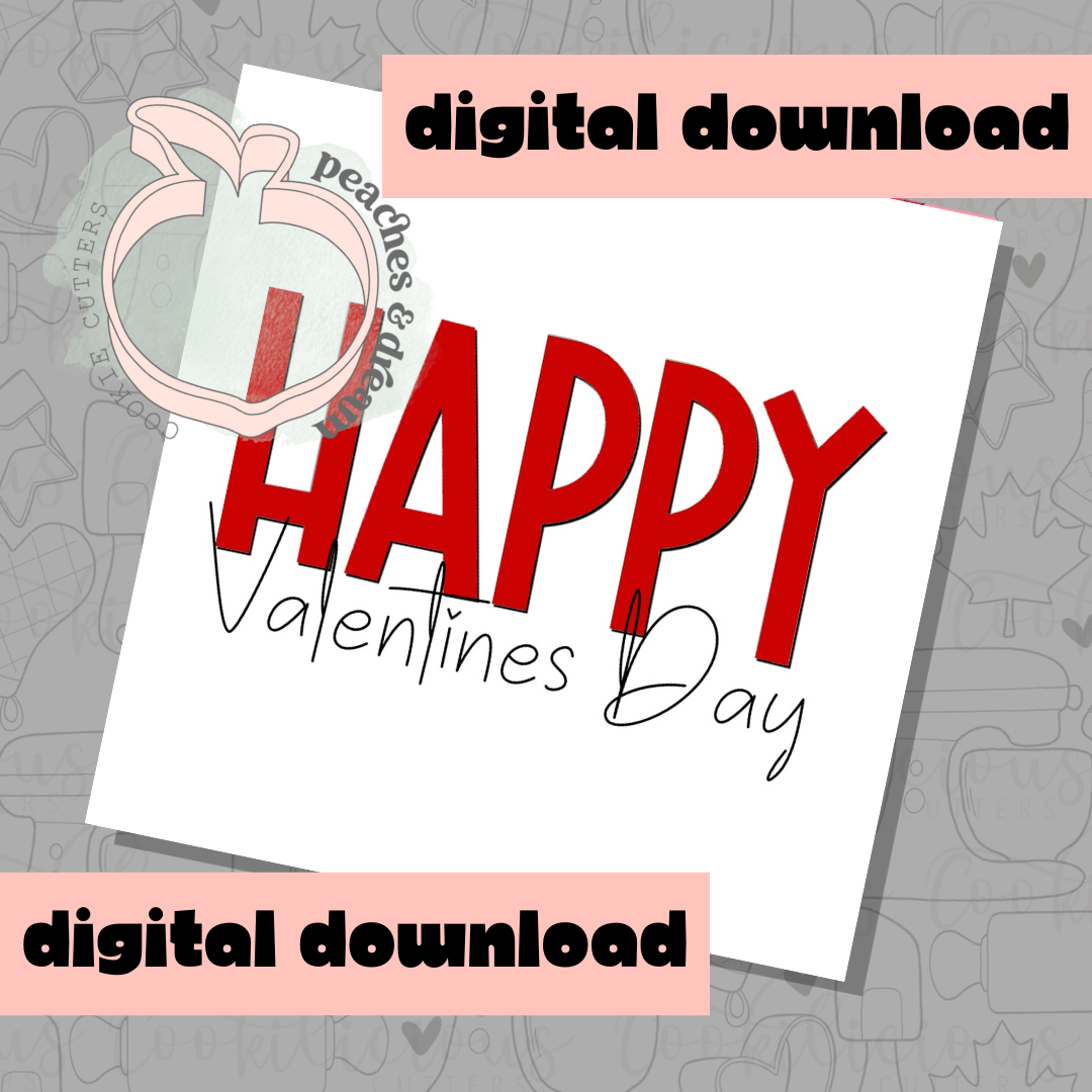 DIGITAL - HAPPY VALENTINES SIMPLE RED - COOKIE TAG