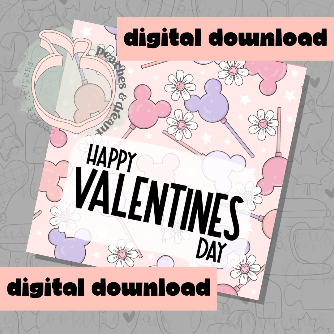 DIGITAL - HAPPY VALENTINES PASTEL MOUSE EARS - COOKIE TAG