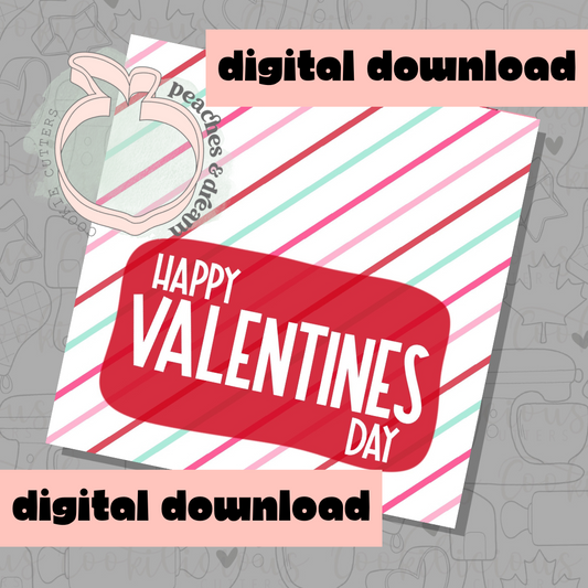 DIGITAL - HAPPY VALENTINES STRIPES - COOKIE TAG