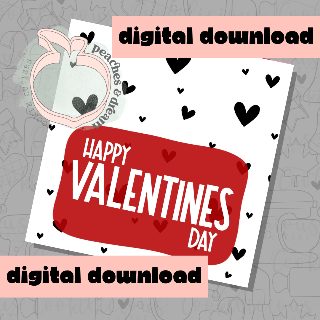 DIGITAL - HAPPY VALENTINES BLACK HEARTS - COOKIE TAG