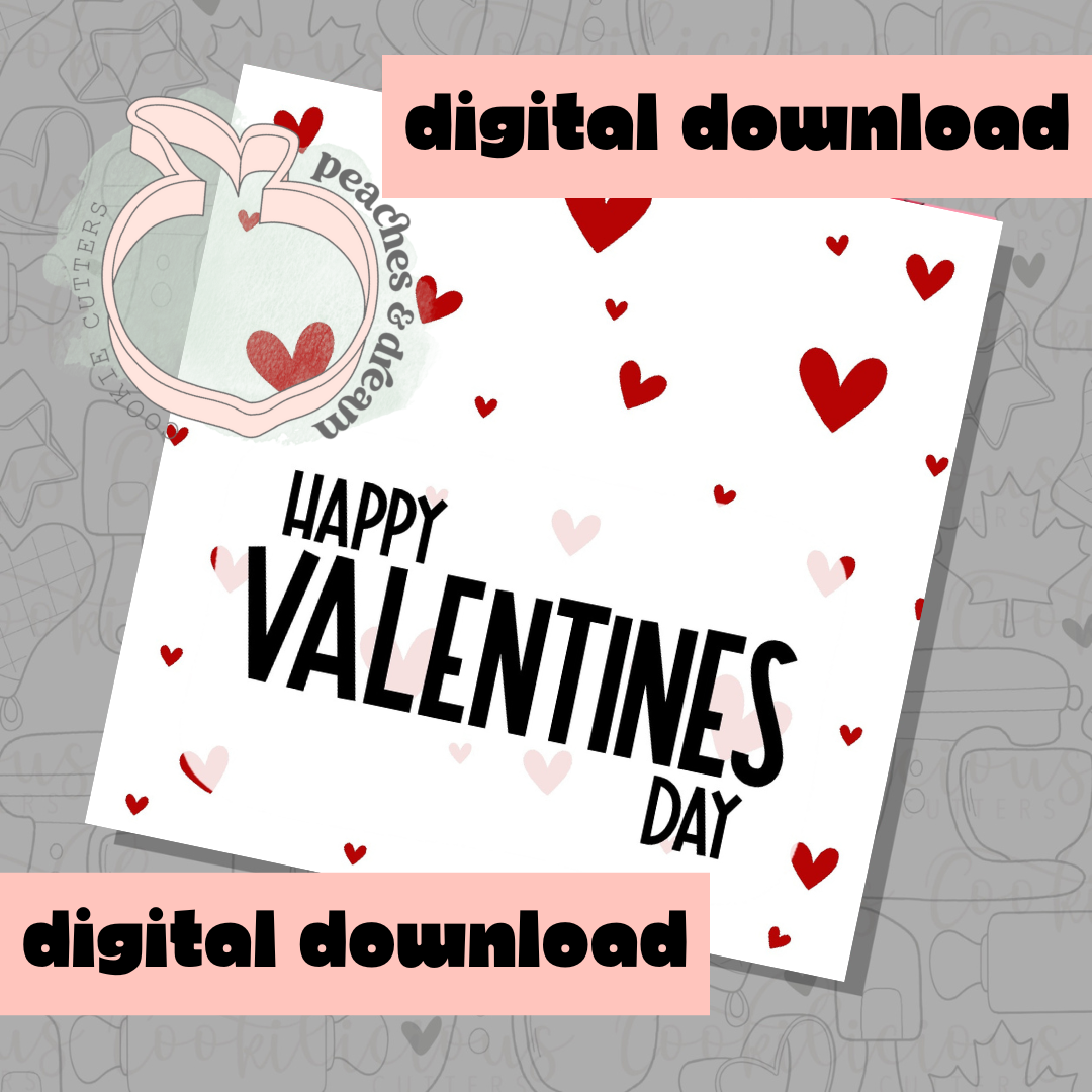 DIGITAL - HAPPY VALENTINES RED HEARTS - COOKIE TAG