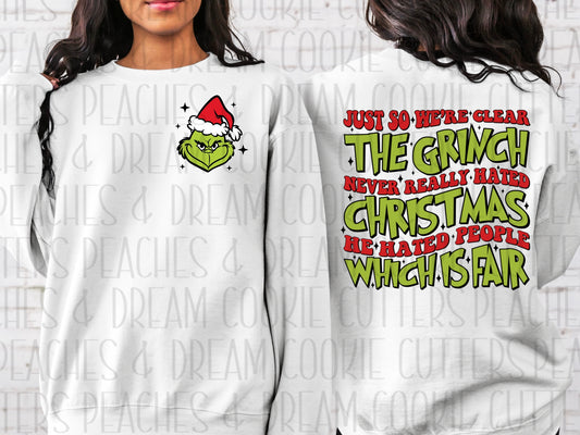 Front/Back GRINCH WRITING (GREEN)  - Apparel Design