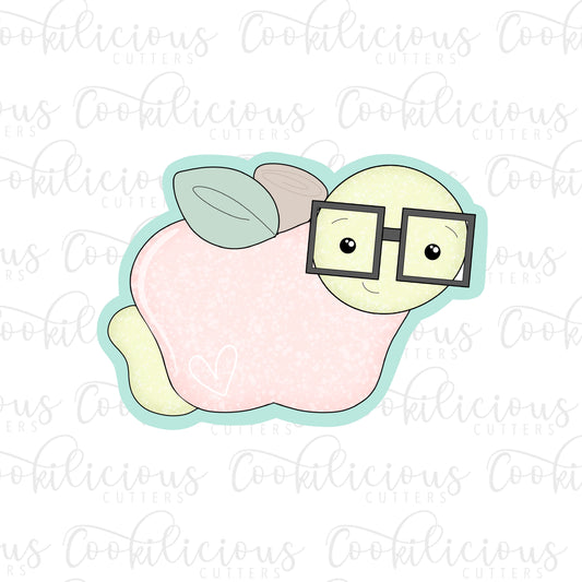 Cute Apple with Worm