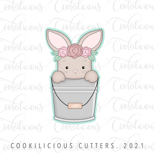 Floral Bunny in Bucket