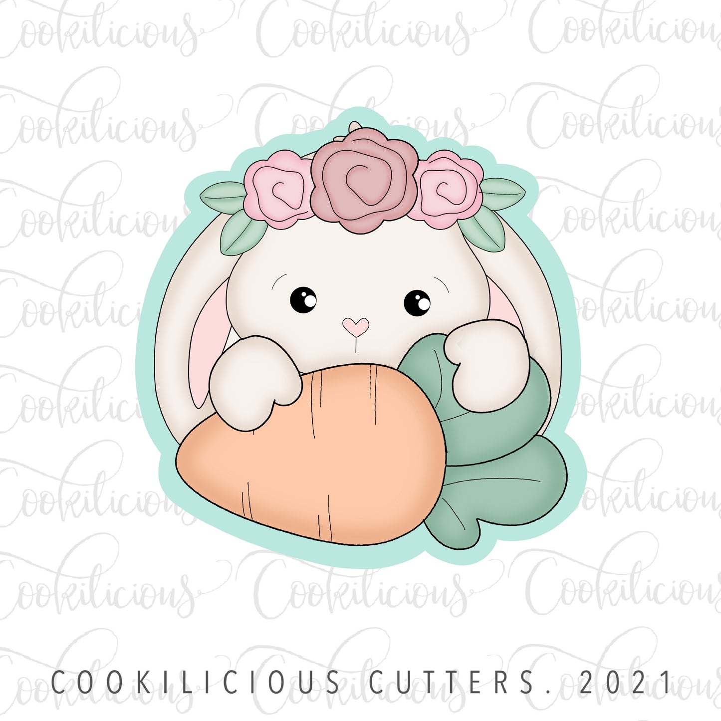 Floral Floppy Bunny with Carrot