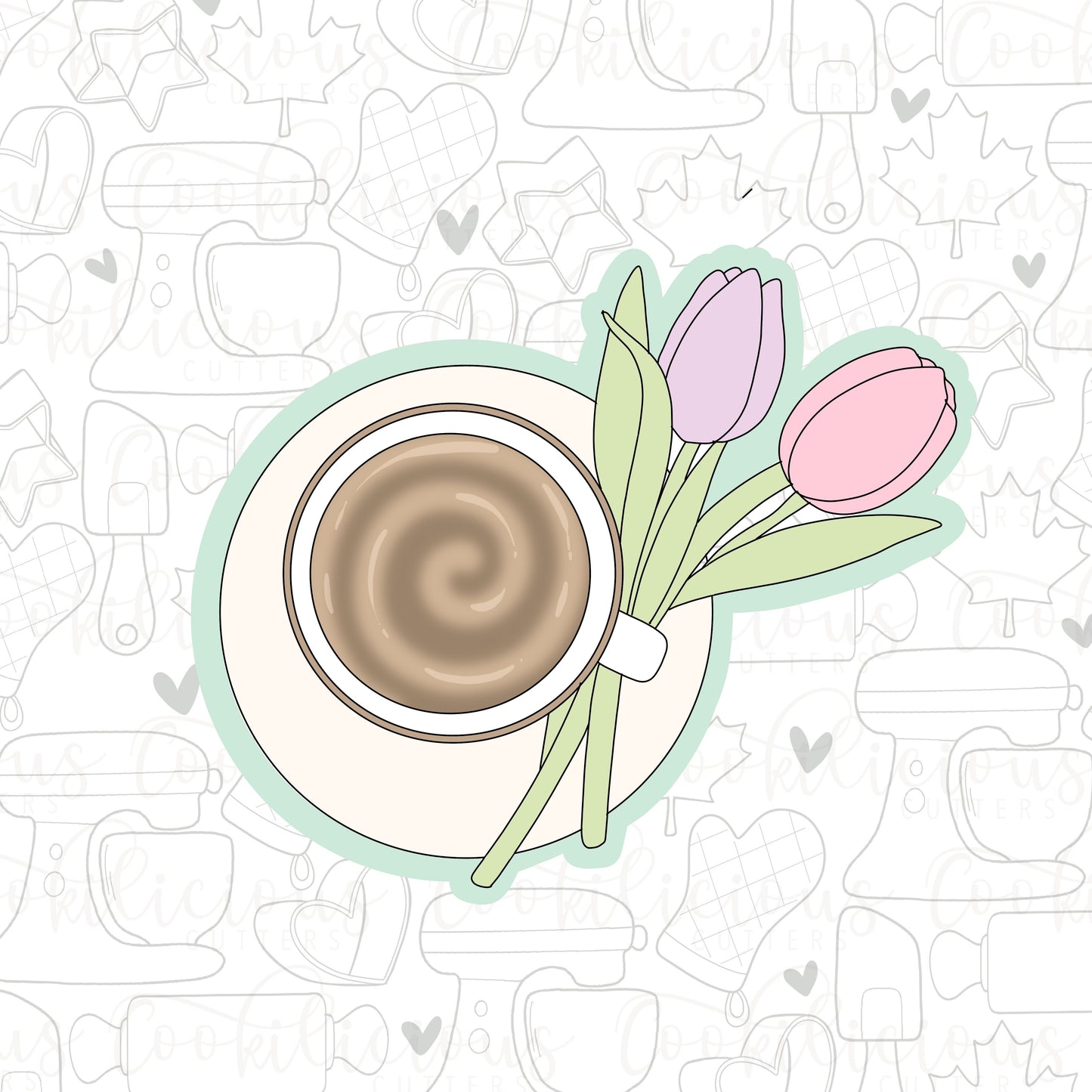 STL - FLORAL TEACUP