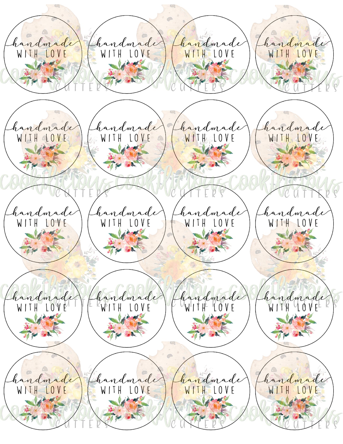 Floral Handmade With Love Circle Tags